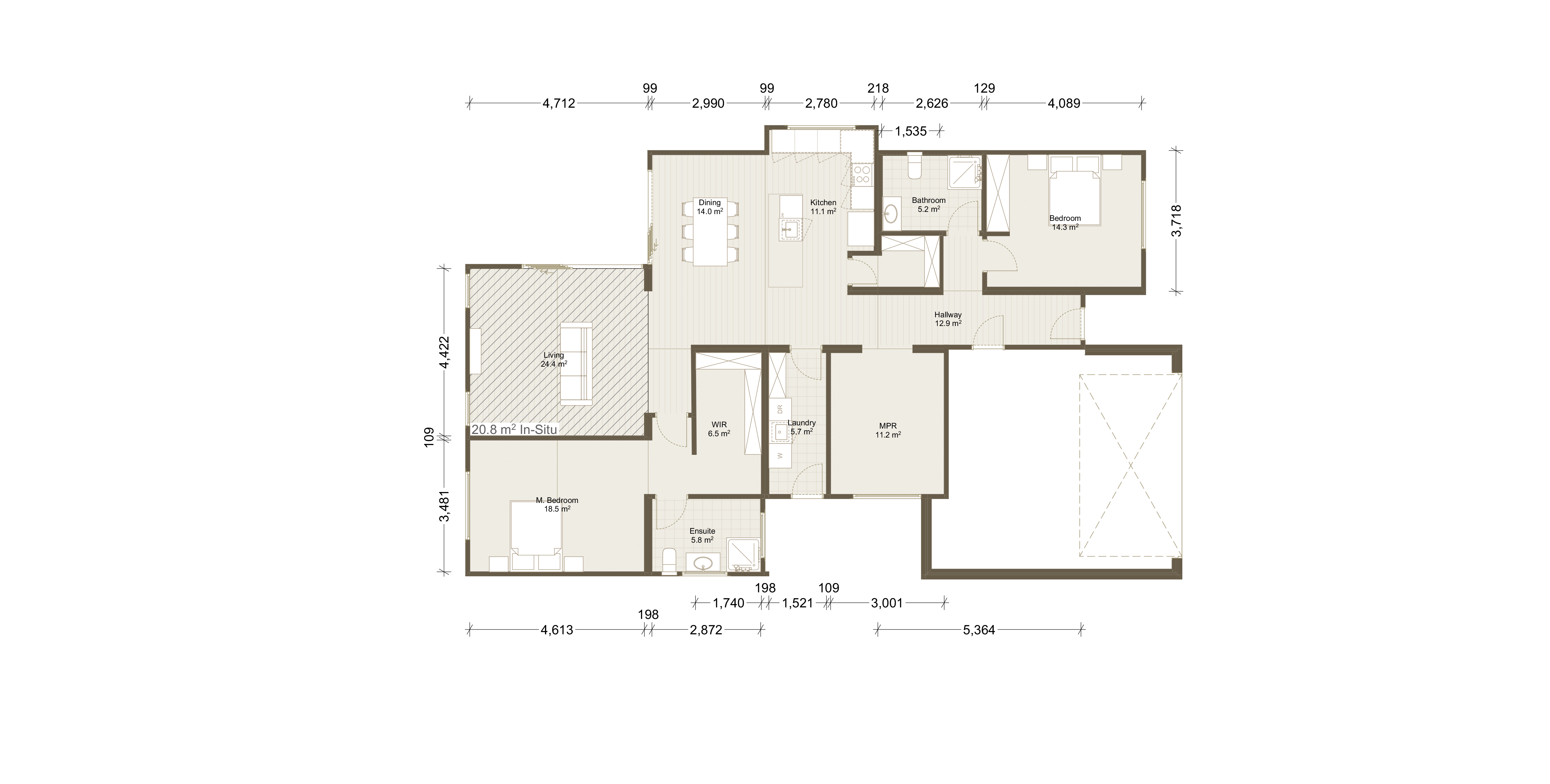 M02 Option A design plan — Halcyon floor plan with module envelope