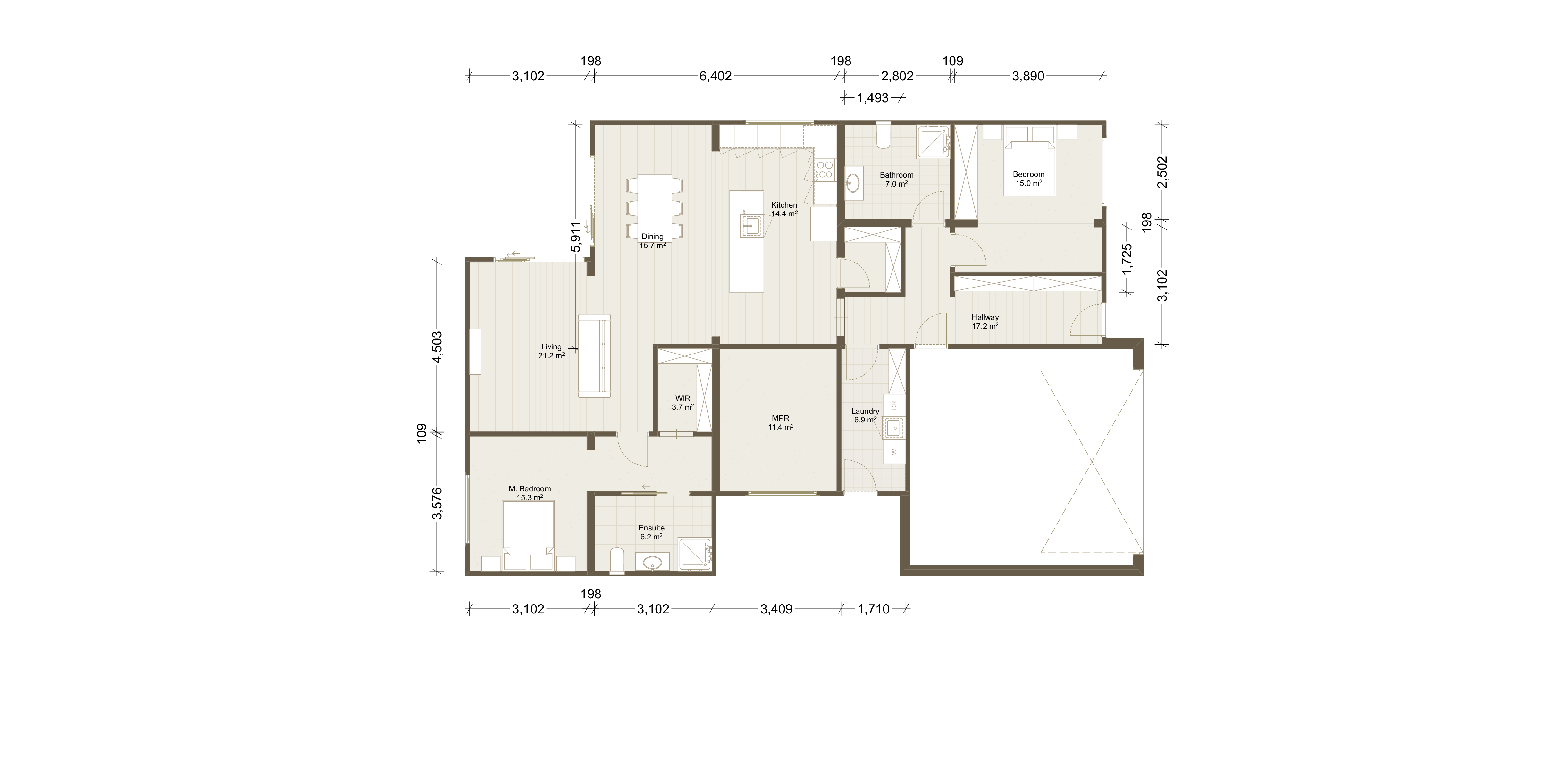 M02S Option B design plan — standardised floor plan